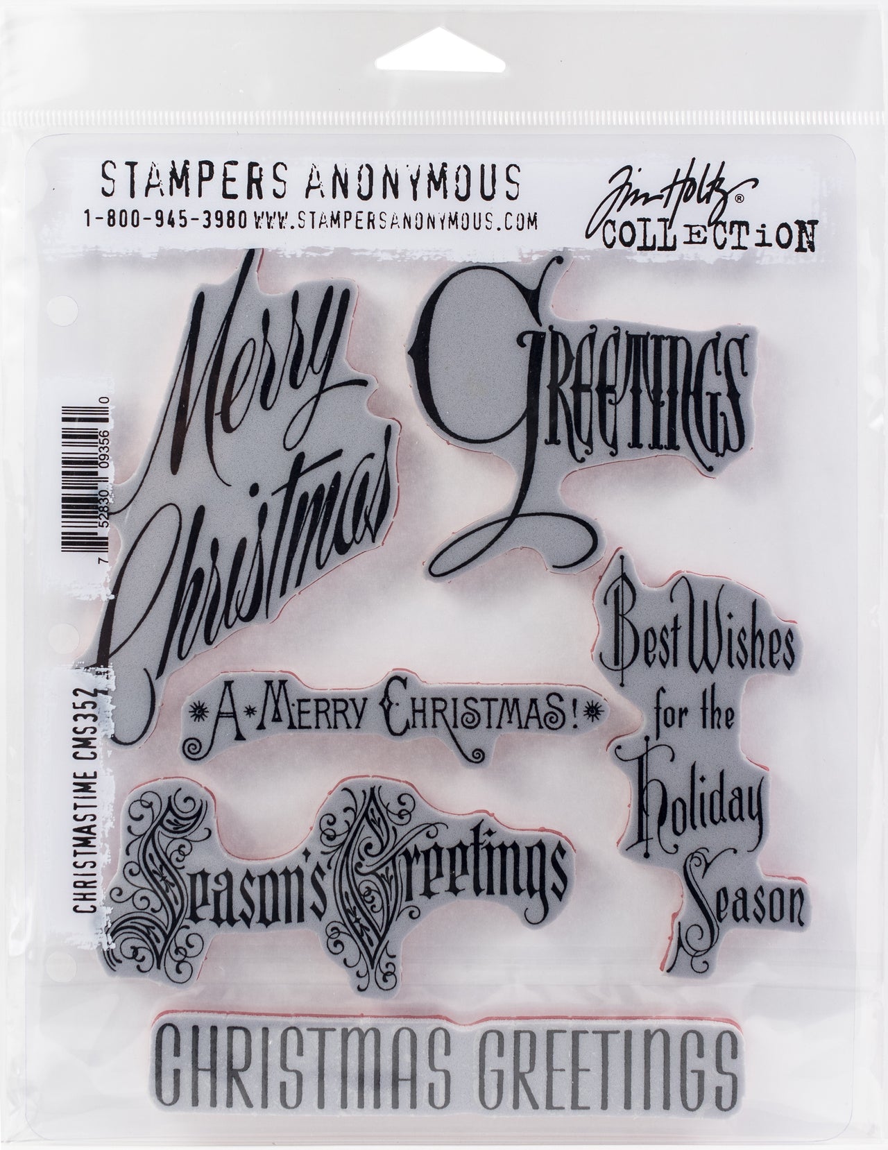 Stampers Anonymous Tim Holtz Cling Stamps 7"X8.5" - Christmastime