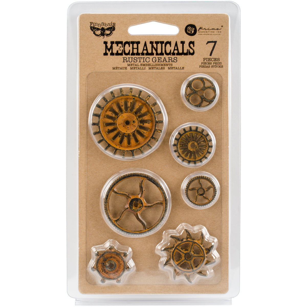 Prima Marketing Finnabair Mechanicals Metal Embellishments - Rustic Gears 7/Pkg