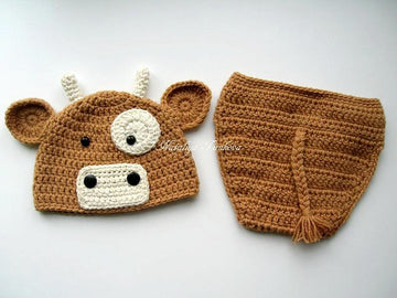 Bull Baby Hat and Diaper Cover