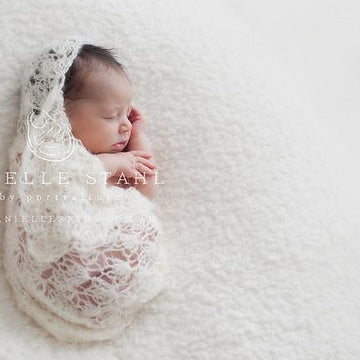 #90 Newborn dainty blossom mohair wrap