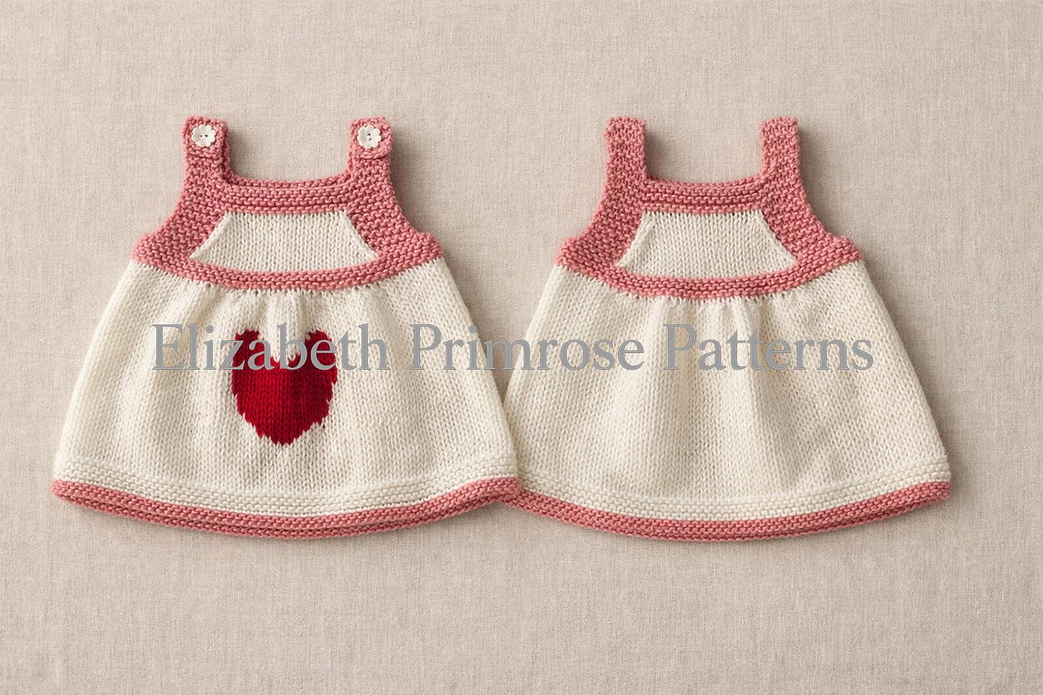Heart Dungarees & Pinafore Set Knitting Pattern P133 | Dolls Clothes | Elizabeth Primrose Patterns
