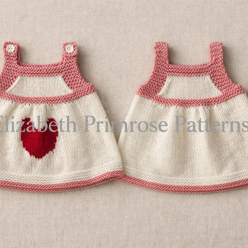 Heart Dungarees & Pinafore Set Knitting Pattern P133 | Dolls Clothes | Elizabeth Primrose Patterns
