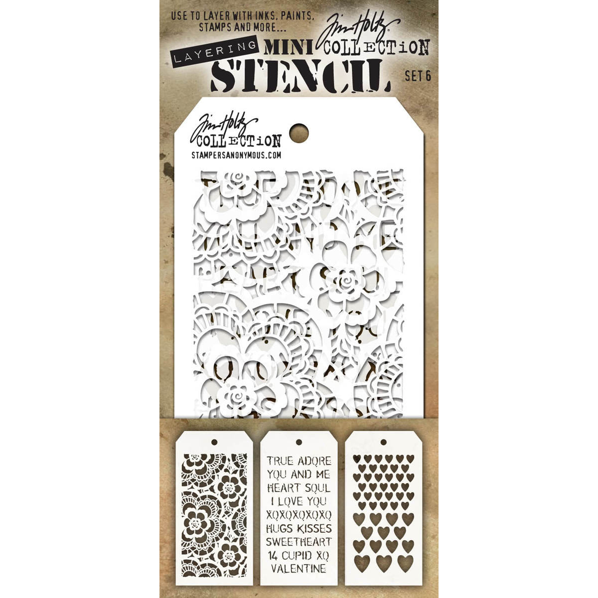 Stampers Anonymous Tim Holtz Mini Layered Stencil Set 3/Pkg - Set #6