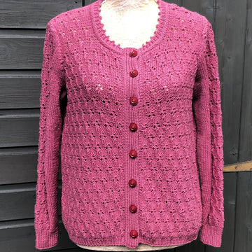 Textured Cardigan with Eyelet Patterning