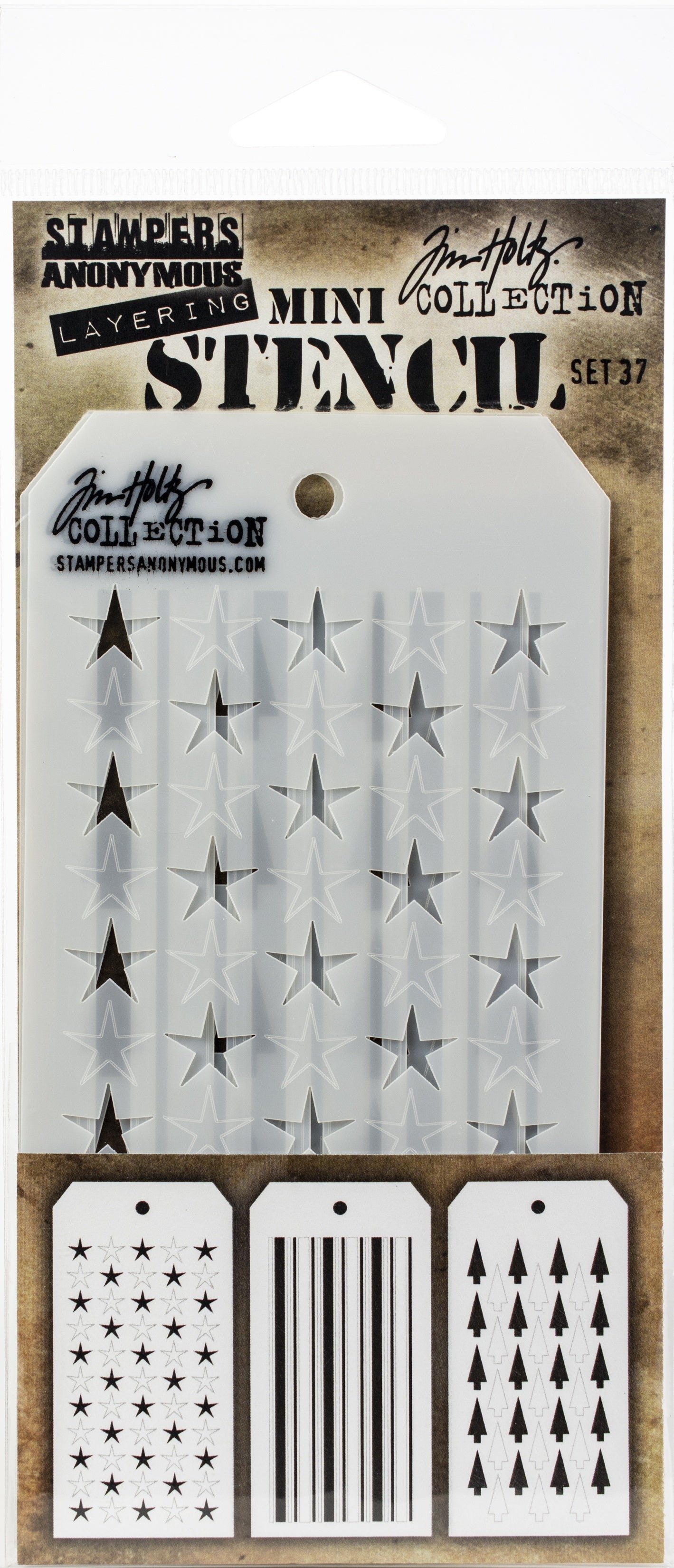 Stampers Anonymous Tim Holtz Mini Layered Stencil Set 3/Pkg - Set #37
