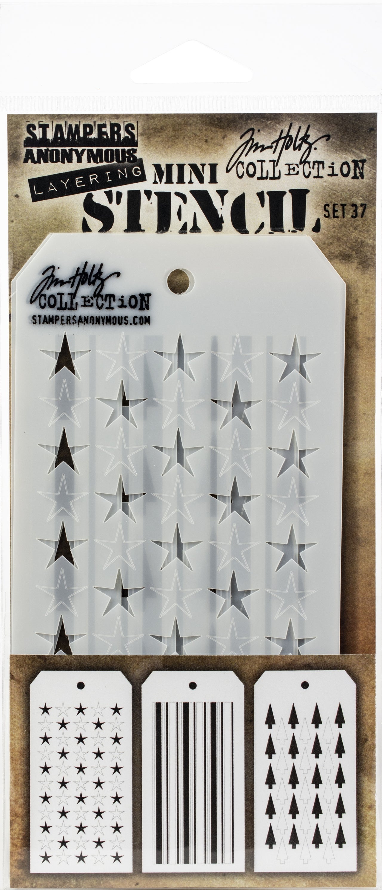 Stampers Anonymous Tim Holtz Mini Layered Stencil Set 3/Pkg - Set #37
