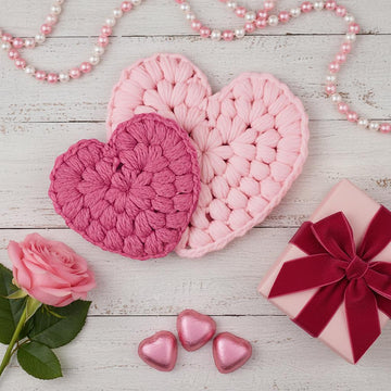 Puff Stitch Heart Coaster