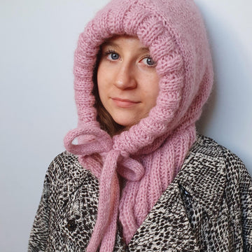 Adult Knitted Hood/Balaclava with Bow
