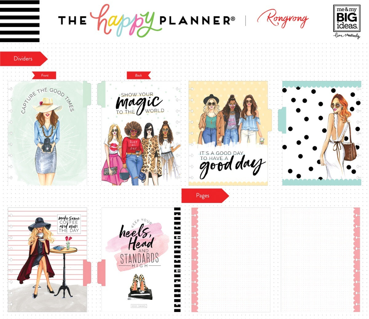 Happy Planner X Rongrong Notebooks W/60 Sheets - B/W Stripe