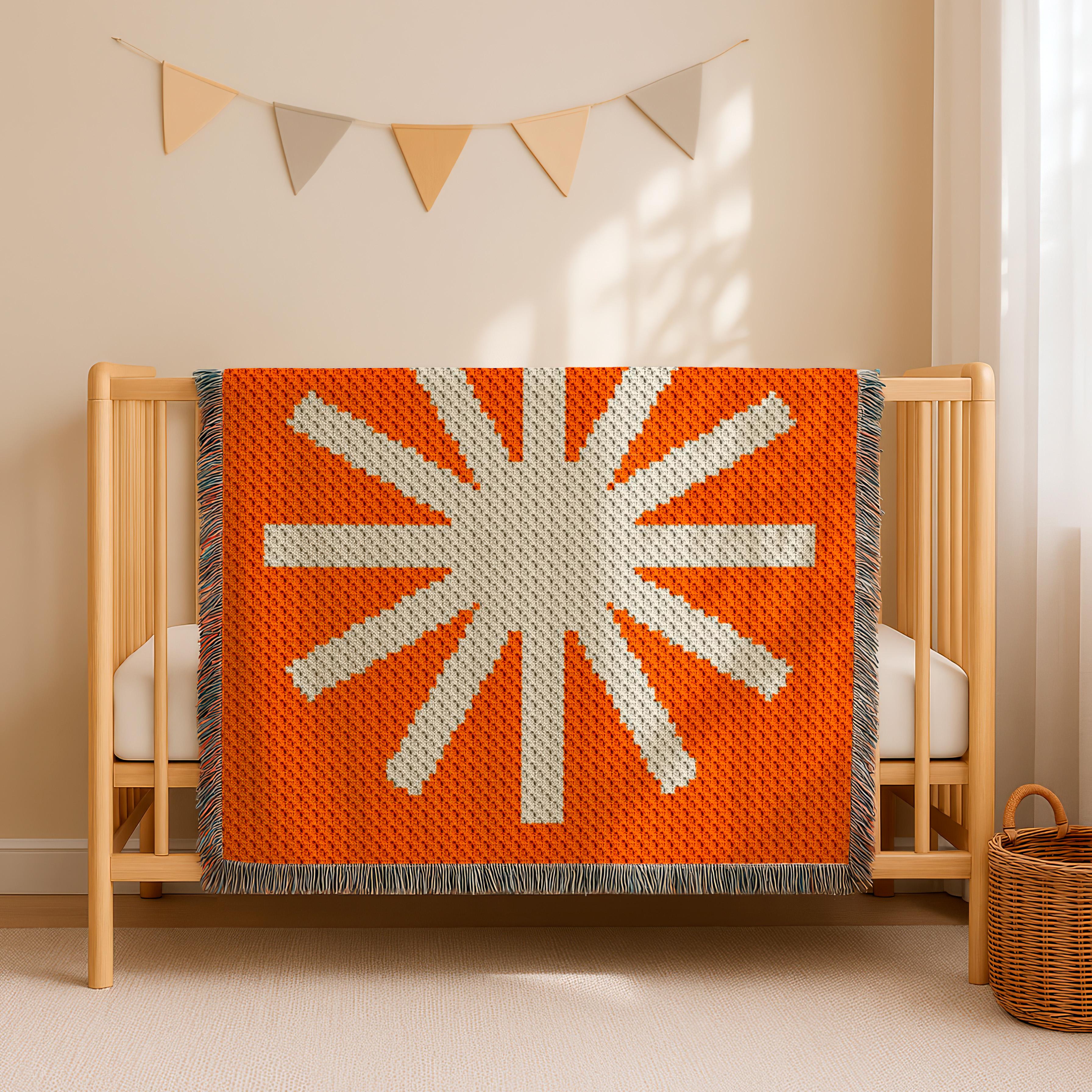 Corner-to-Corner C2C Radiant Flower Orange Newborn Blanket Crochet PATTERN