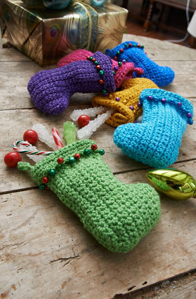 Jingle Bell Stockings in Red Heart Celebration - LW3624 - Downloadable PDF