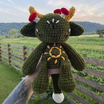 Forest Monster | Crochet Pattern | Mysterious creature with three eyes and mushrooms on its head