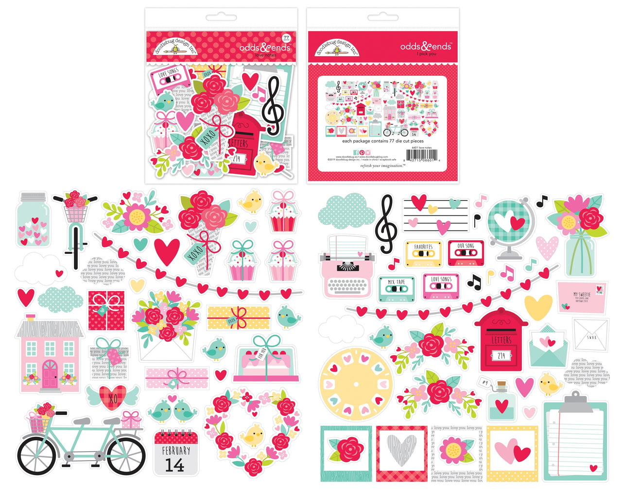 Doodlebug Odds & Ends Die-Cuts - Love Notes, 77/Pkg