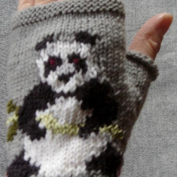 Panda fingerless gloves/fingerless mitts
