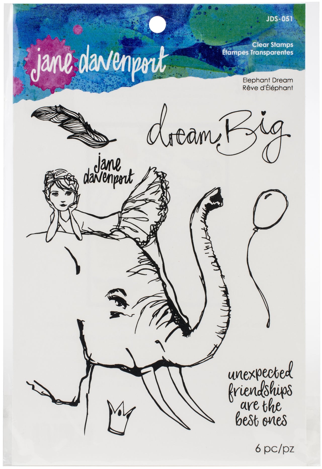 Spellbinders Jane Davenport Whimsical & Wild Collection Clear Stamps Set - Elephant Dream