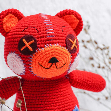 Cocomelon Red Teddy Bear crochet doll amigurumi pattern