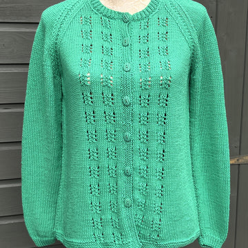 Raglan Cardigan with Eyelet Motifs