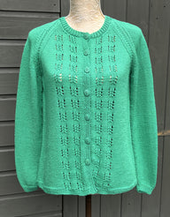 Raglan Cardigan with Eyelet Motifs