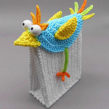 Geschenk-Tüte Gutschein-Tasche Bunter Vogel - einfach aus Wollresten