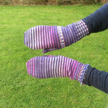 Stripey Sock Wool Ladies mittens