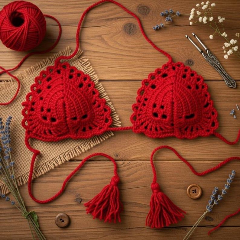 Crochet Heart Bra Pdf + Video Tutorials