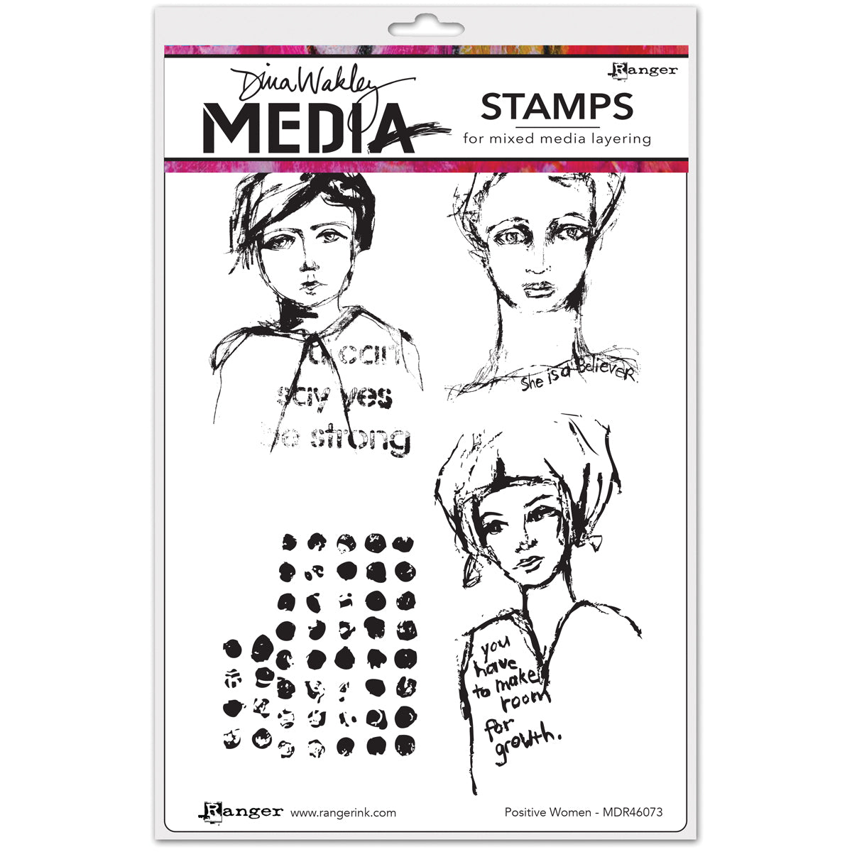 Ranger Dina Wakley Media Cling Stamps 6"X9" - Positive Women