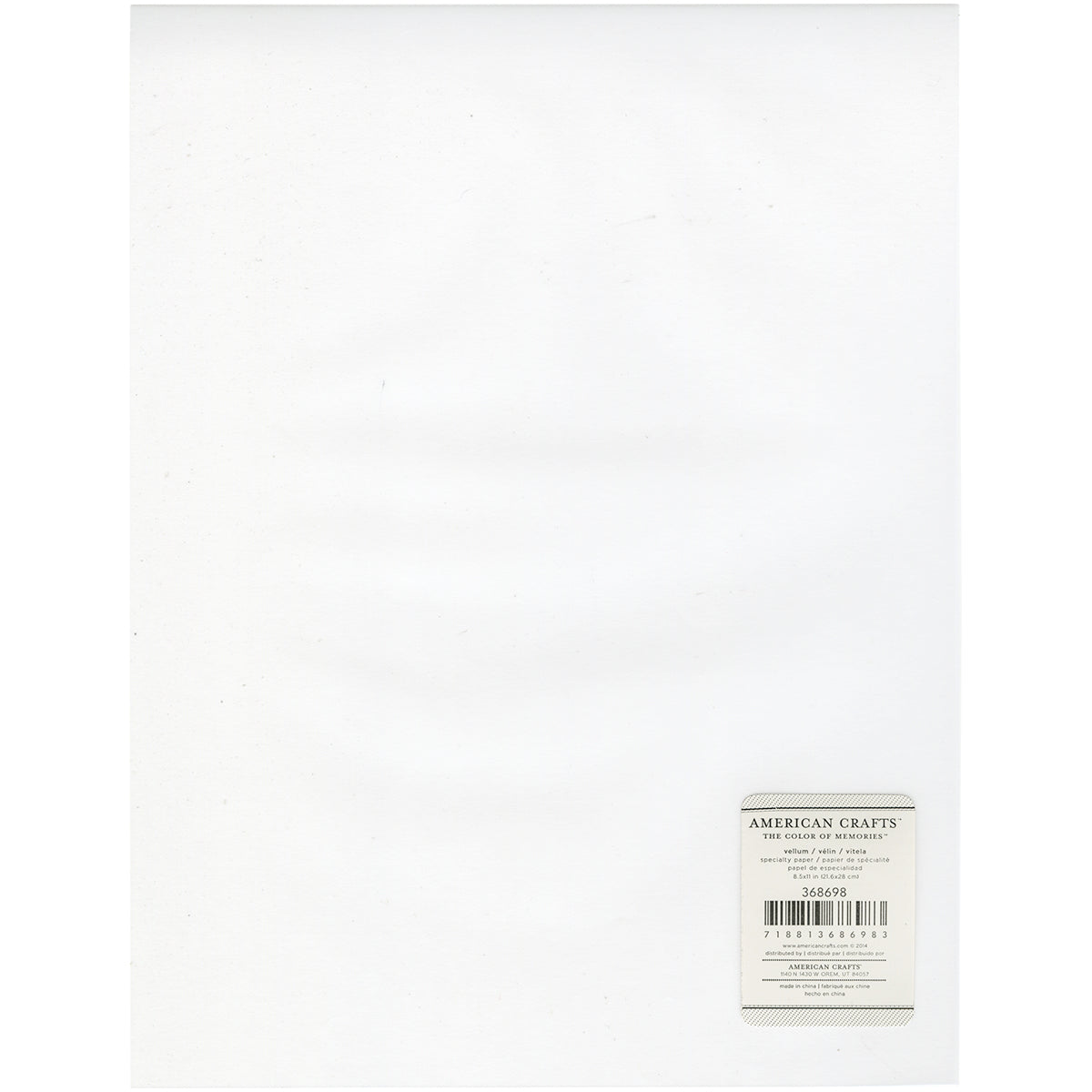 American Crafts Inkjet Printable Vellum Sheet 8.5"X11" 12/Pkg - 27lb, Clear