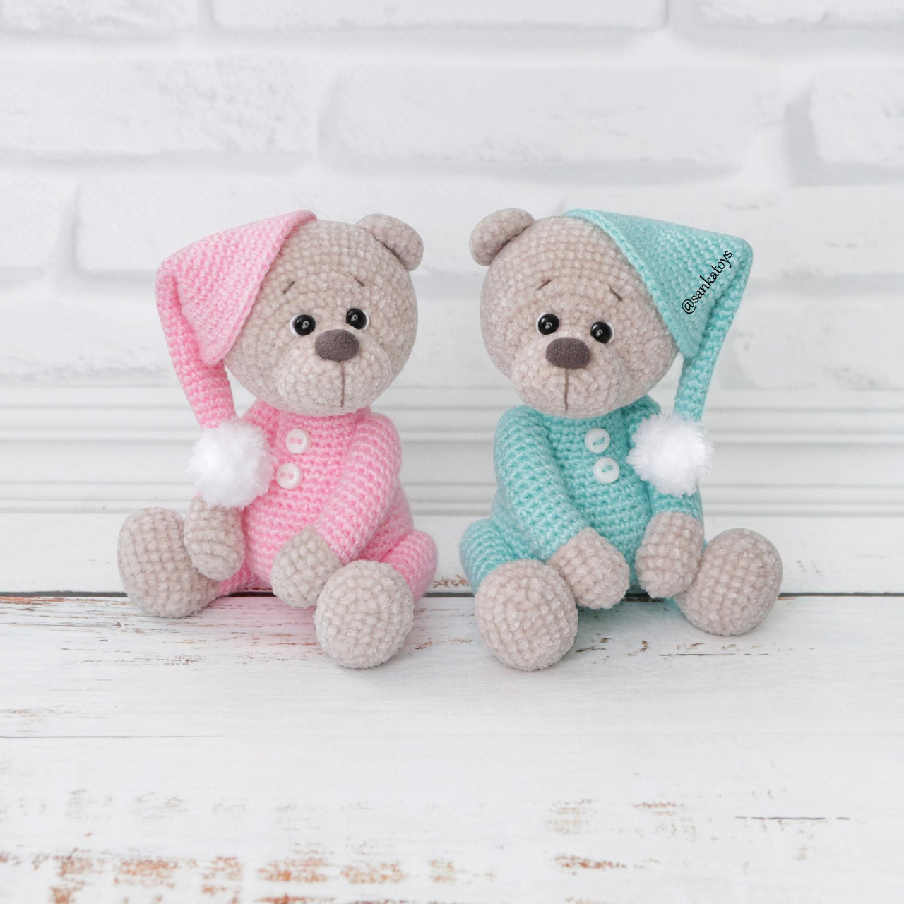 Plush bear in sleepwear
