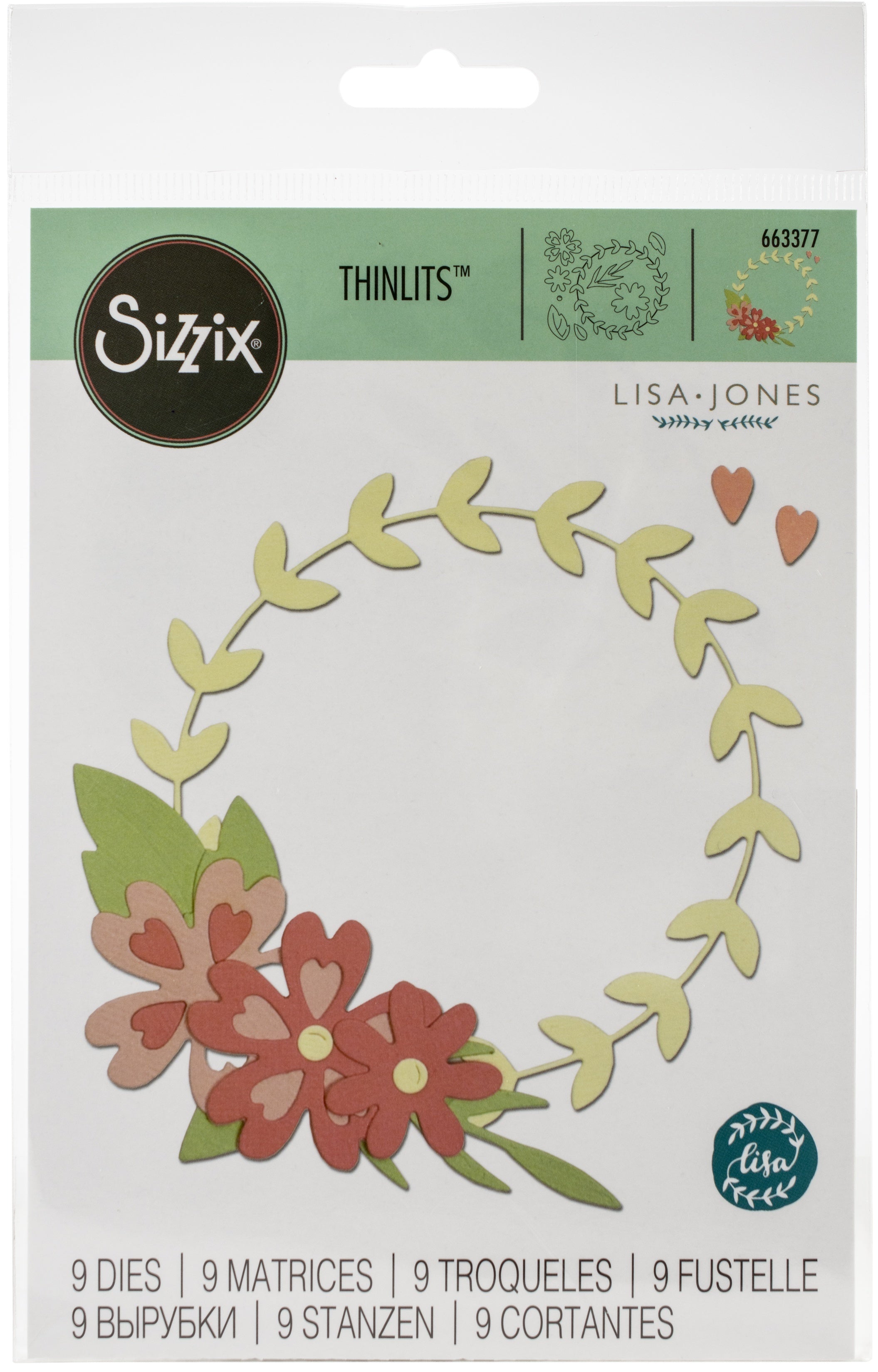 Sizzix Thinlits Dies By Lisa Jones 9/Pkg - Floral Wreath