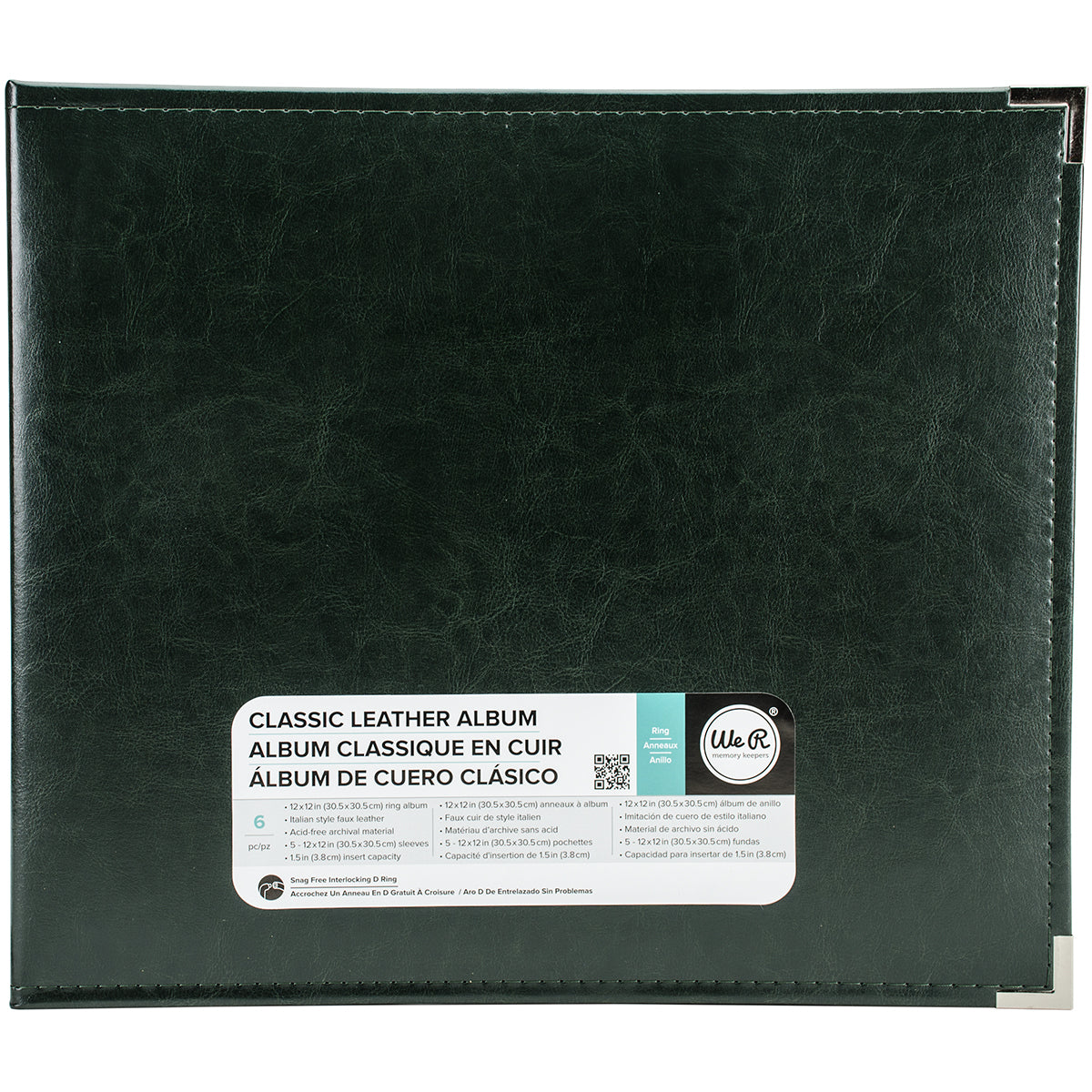 We R Memory Keepers We R Classic Leather D-Ring Album 12"X12" - Forest Green