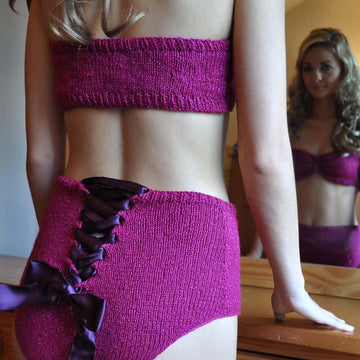 "Glamour Girl" Bandeau and High-Waisted Lace-Up Back Panty Lingerie Set