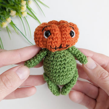 Crochet pumpkin man pattern, amigurumi doll halloween decor, easy crochet pattern