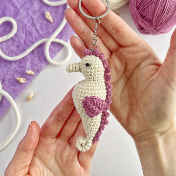 Seahorse crochet pattern keychain Amigurumi sea animal mini toy Car hanging Crochet keyring bag charm