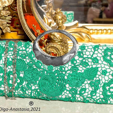 Lace emerald wedding bag