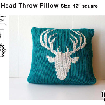 Stag Head Stockinette Throw Pillow (2016011)