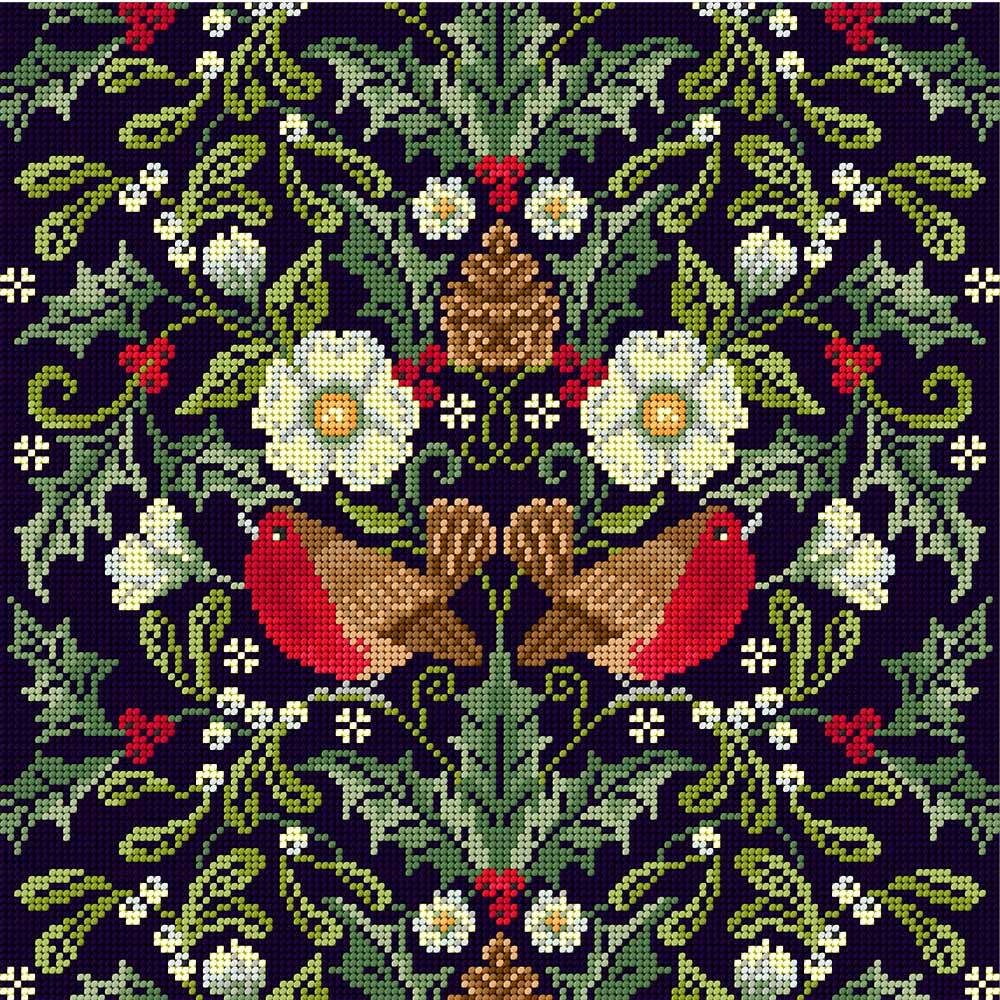 Bothy Threads Winter Robins Tapestry Kit - 14 x 14 In