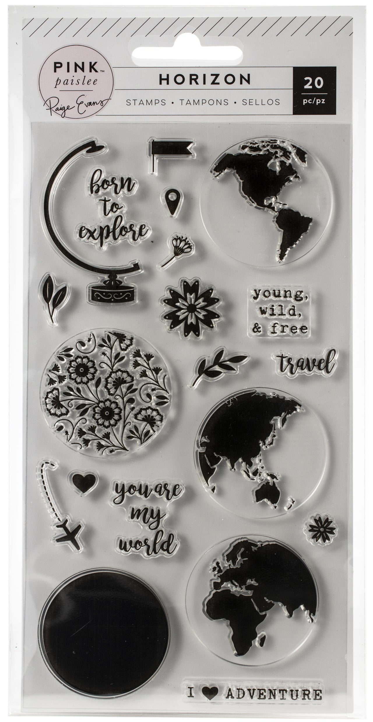 American Crafts Paige Evans Horizon Clear Acrylic Stamps 20/Pkg - 571123
