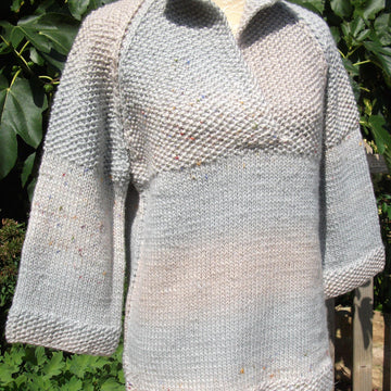 Chunky Raglan Overtop with Staggered Side Slits & Collar