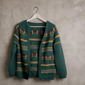 Izma Cardigan Crochet PATTERN with Colorwork Motifs, Two Video Tutorials Included, UK terms