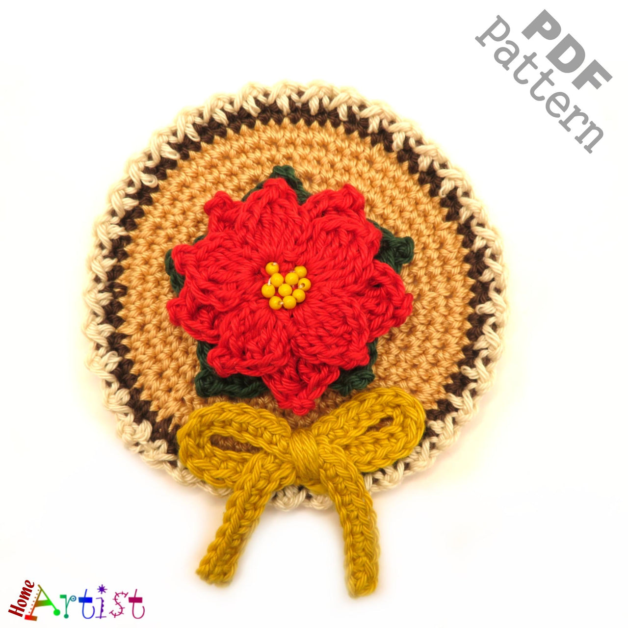 Poinsettia crochet Patch