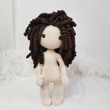 Curly Hair Doll in Pink Dress Amigurumi