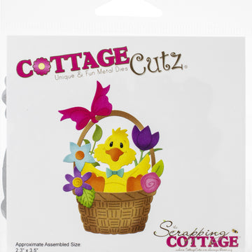 CottageCutz Dies - Duckling In Easter Basket 2.3"X3.5"