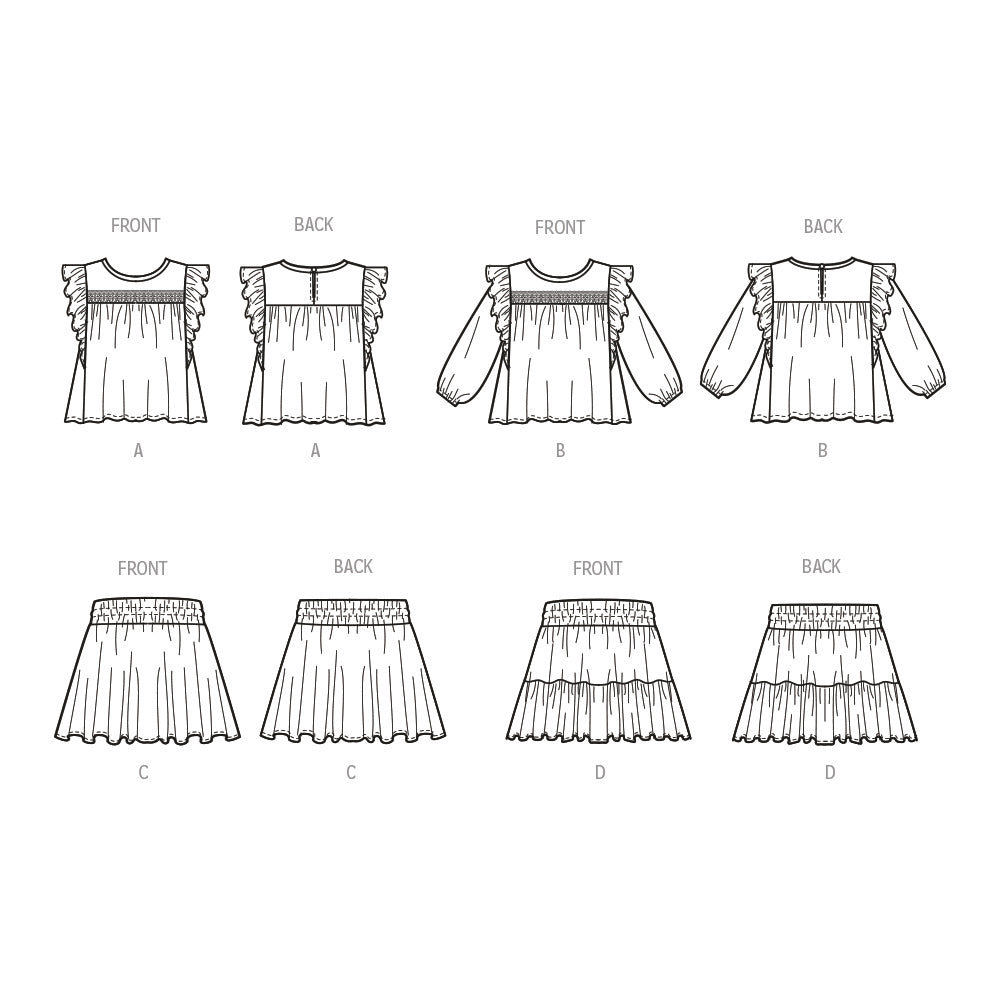 McCall's Children's and Girls' Top and Skirt M8373 - Sewing Pattern
