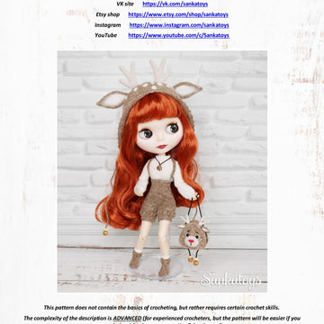 Reindeer outfit for Blythe doll