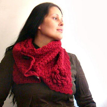 Burgundy Buttoned Up Cowl