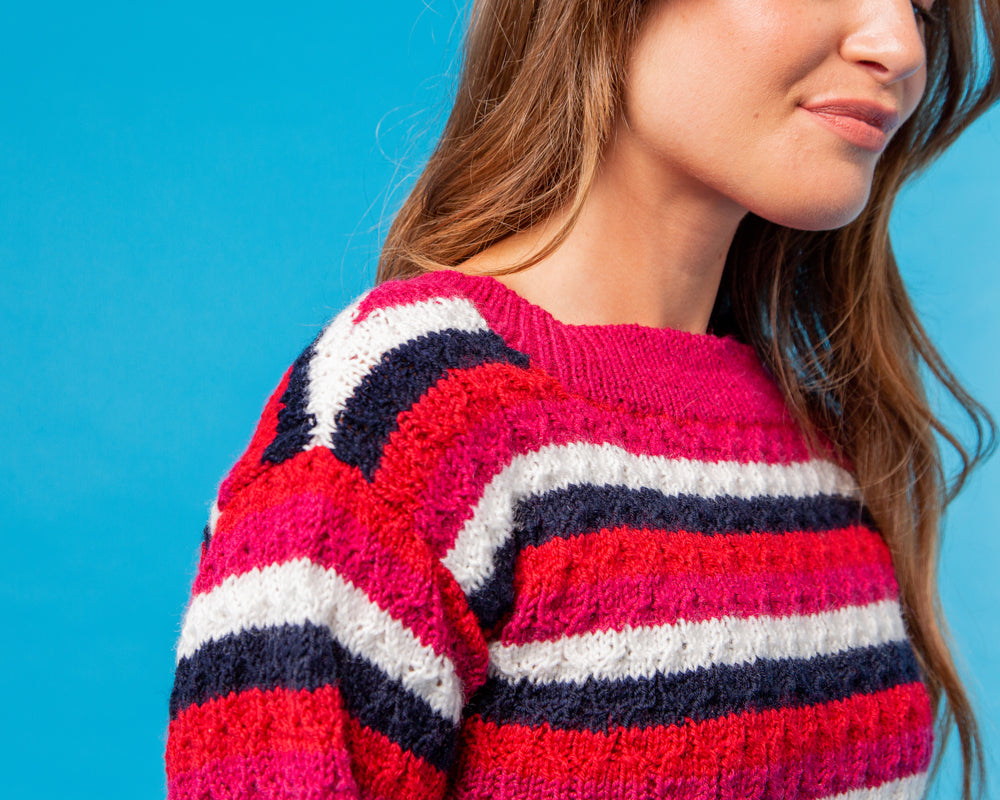 Lively Lace Sweater - Free Jumper Knitting Pattern for Women in Paintbox Yarns Wool Blend DK by Paintbox Yarns