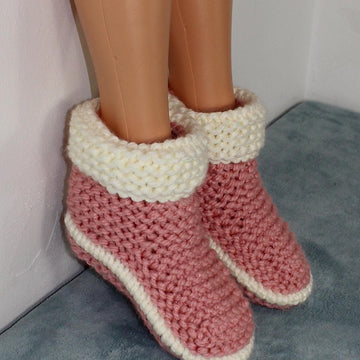 Ladies 2 Colour Super Chunky Slipper Boots