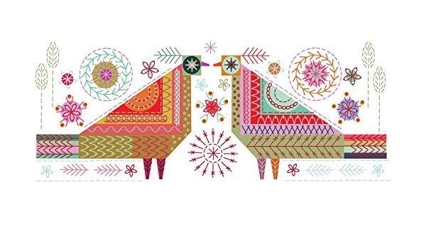 Nancy Nicholson Lovebirds Printed Embroidery Kit - 24 x 30cm