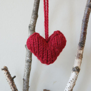 Chunky Knit Woodland Toy Ornaments: Mushroom, Acorn, Heart, Hedgehog (approx. 3")