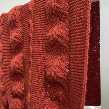 Reversible Cable and Lace Baby Blanket BJ87